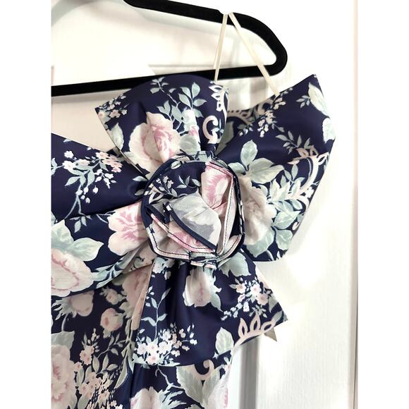 JESSICA McCLINTOCK Vintage 80s Floral Off-Shoulder Asymmetrical Waist Dress 10 - Picture 3 of 8